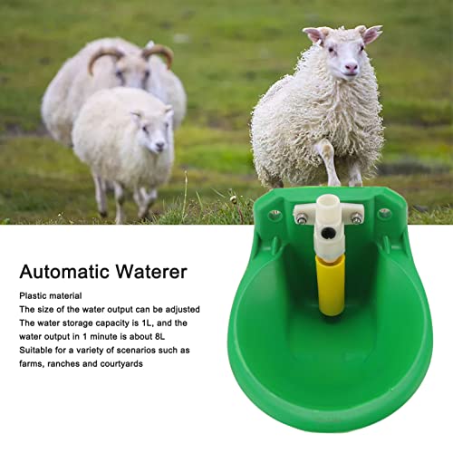 Automatic Sheep Waterer, Adjustable Water Volume 1L Water Storage Capacity Plastic Livestock Water Bowl Water Drinking Trough for Pig Cow Sheep