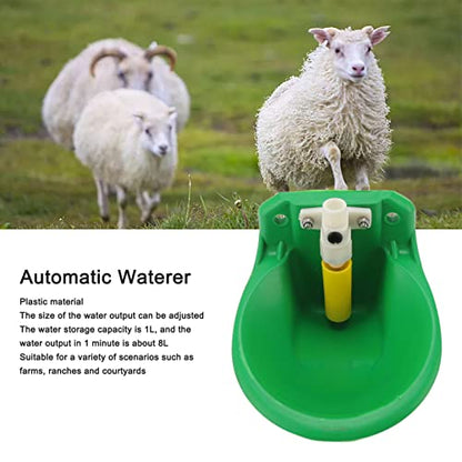 Automatic Sheep Waterer, Adjustable Water Volume 1L Water Storage Capacity Plastic Livestock Water Bowl Water Drinking Trough for Pig Cow Sheep