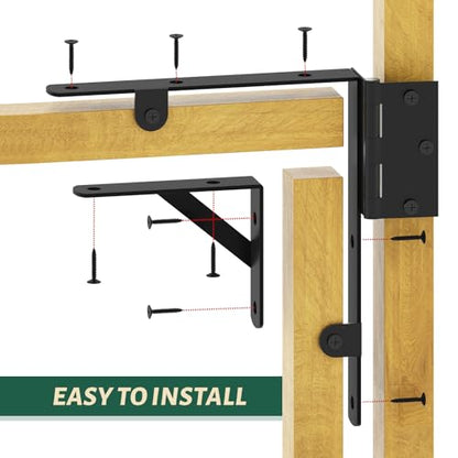 Gate Frame Fence Kit with Gate Latch,Heavy Duty Anti Sag Gate Kit, Gate Corner Brace Bracket Hardware for Wooden Fence Gate Garden Wooden Driveway Gates,Shed Doors, Corral（1 Set）