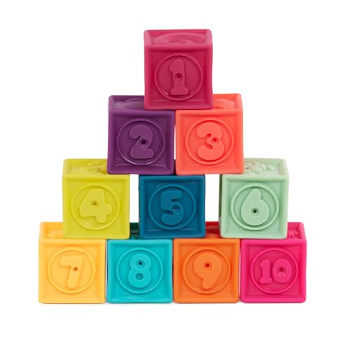 B. toys – Baby Blocks – Stacking & Building Toys for Babies – 10 Soft Blocks with Numbers, Shapes, Animals – Educational & Developmental – 6+ Months – One Two Squeeze - style: Baby Blocks (10 Pcs)