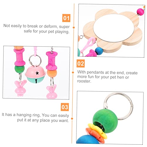 Hemoton Creative Hanging Wooden Mirror Toy for Pet Chickens and Engaging Mirror and Pendant Design for Curiosity and Exercise Chicken Coop Accessory