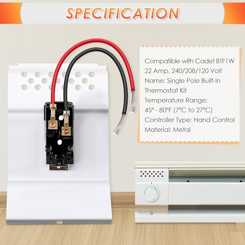 Feekoon Built in Thermostat Compatible with Cadet, Electric Baseboard Heater Thermostat, 22 Amp, 240/208/120 Volt(1 Pack,Single Pole) - style: Single Pole