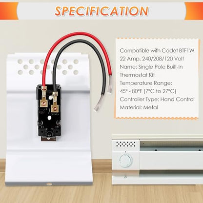 Feekoon Built in Thermostat Compatible with Cadet, Electric Baseboard Heater Thermostat, 22 Amp, 240/208/120 Volt(1 Pack,Single Pole) - style: Single Pole