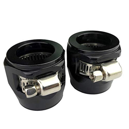 12AN Hex Hose Finisher Clamp Fuel Line Hose End Fitting Oil Water Pipe Adapter Black Aluminum, Pack of 2 - size: 12AN