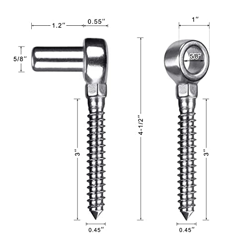 Insaga Gate Hinges, 304 Stainless Steel Wood Gate Hinge, M12 Hook and Eye Hinges, Partial Thread Gate Bolt Hook, Gate Hardware for Wooden Gates Fences, 1Pair - color: M12-Hook+Eye Hinge-1pair