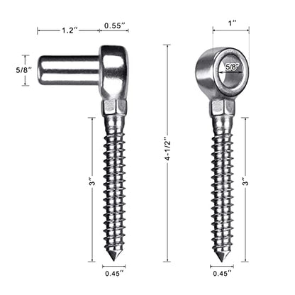 Insaga Gate Hinges, 304 Stainless Steel Wood Gate Hinge, M12 Hook and Eye Hinges, Partial Thread Gate Bolt Hook, Gate Hardware for Wooden Gates Fences, 1Pair - color: M12-Hook+Eye Hinge-1pair