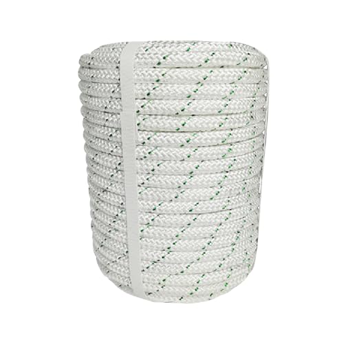 3/8 Inch x 100 Feet 4800Lbs Double Braid Polyester Strong Pulling Strength Rope - color: White, size: 3/8" 100ft