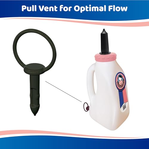 2 Quart Square Calf Bottle with Handle and Thriver Screw-in Calf Teat – Leak-Resistant Nursing Bottle with Dual Vent Flow & Vanilla Scented Nipple - Feed Calves Naturally