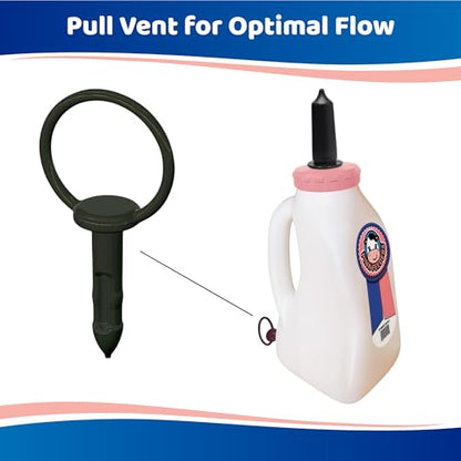 2 Quart Square Calf Bottle with Handle and Thriver Screw-in Calf Teat – Leak-Resistant Nursing Bottle with Dual Vent Flow & Vanilla Scented Nipple - Feed Calves Naturally