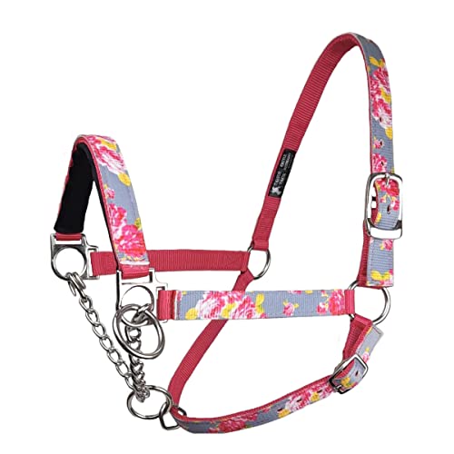Tahoe Tack Nylon Overlay Cattle Restraint Halter with Padded Noseband - 6 Month Warranty - color: Grey Floral