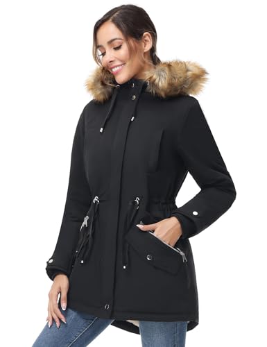 ANOTHER CHOICE Women's Hooded Winter Coat Waterproof Parka Jacket Warm Sherpa FLeece Lined Winter Parka Coat - color: Black-new, size: 3X-Large