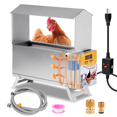 1.5 Gallon Heated Chicken Waterer Automatic Chicken Water Heater for Winter, Freeze Proof Poultry Drinker Watering System