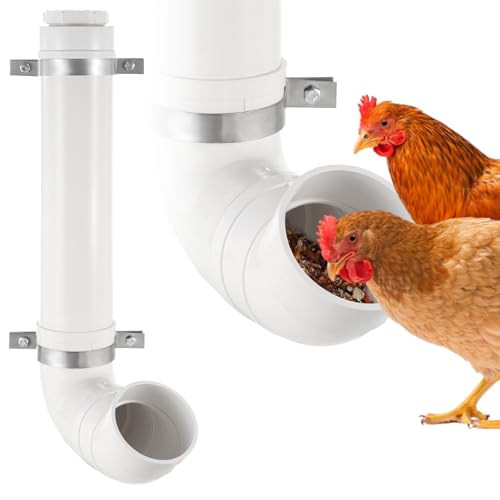 PVC Pipe Chicken Coop Feeder, Rat-Proof with Lid, Poultry Feeder (1 Pack) - color: 1pack