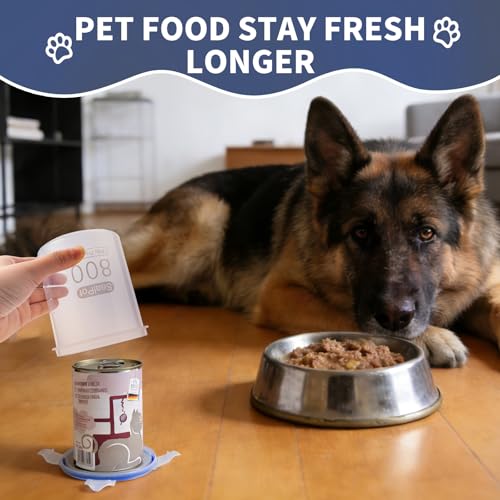 SLSON Dog Canned Food Storage Container for 13oz,13.2oz,12.5oz,12.8oz Dog Cans, Transparent Plastic Pet Food Sealer with Airtight Snap-Lock Can Cover Lids to Keep Pet Food Fresh No Fridge Odor