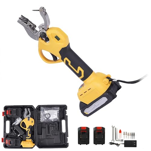 Electric Ear Tagger for Cattle Cordless Ear Tag Applicator Speed Tagger Cattle Livestock Tagging Tool for Pigs Sheep Goat with Rechargeable Batteries and Spare Needles (Yellow with Count) - color: Yellow With Count