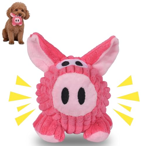 Pink Pig Squeaky Dog Toy, Plush Chew Resistant Interactive Toys for Small Medium Dogs, Washable Chew Toys for Puppy Teething, Boredom Relief & Comfort - color: Pink Pig