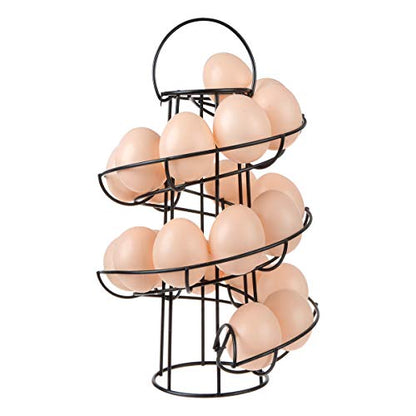 Egg Skelter Deluxe Modern Spiraling Dispenser Rack - Freestanding Wire Chicken Egg Storage Organizer Display Holder Basket for Countertop Kitchen,Black - color: Black