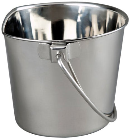 Advance Pet Products 2 Quart Heavy Duty Stainless Steel Flat Side Bucket | Durable Food & Water Pail for Dogs, Cats, Kennels, Cages and Critter Crates | Multi-Purpose Bucket - size: 2 Quart - Not Hooked