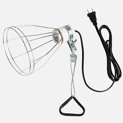 Simple Deluxe 1-Pack Clamp Lamp Light with Steel Cage Wire Grillup to 250W E26 Socket (No Bulb Included), 6' Cord, Silver - size: Lamp Cage (250 Watts), style: 1-Pack (Ceramics)