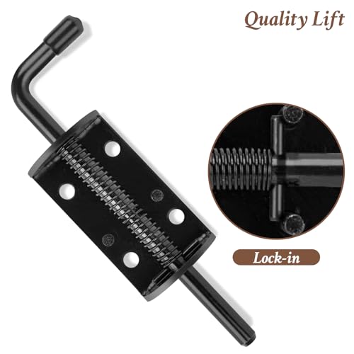 Spring Loaded Gate Latch Pin Barrel Bolt 6in Durable Solid Steel for Shed Doors Wood Metal Gate Black - 2pcs - style: Black 6in 2pcs