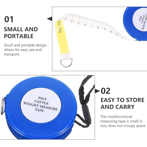 Animal Body Measuring Tape 2.5m for Goat Cattle Pig Weight and Girth Measurement Blue Flexible Tape Measure for Livestock Farming