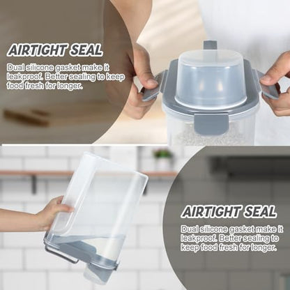 TBMAXS Rice Storage Container 10 Lbs, Airtight Food Dispenser with Large Spout and Cup for Pet Dog Cat Food Storage 7 Lbs - color: Grey-10L