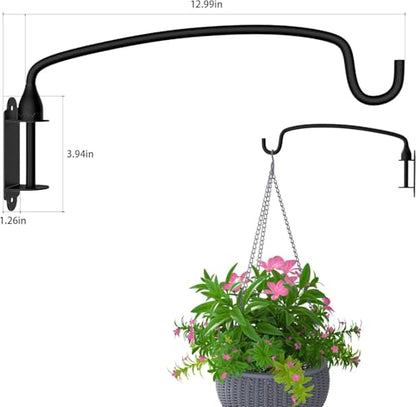 8 Pack Hanging Plant Bracket Wall Mounted Hooks for Hanging Bird Feeder, Flower Bracket, Anti Rust Metal Lanterns 12 Inches (12 in 8P) - color: Black, size: 12in 8Pack