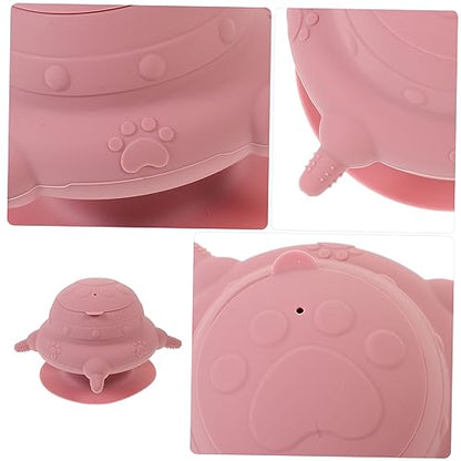 POPETPOP Cute Dog Bowls Puppy Milk Feeder Silicone Sturdy Raised Base for Easy Feeding Suction Cup Bottom Pet Supplies