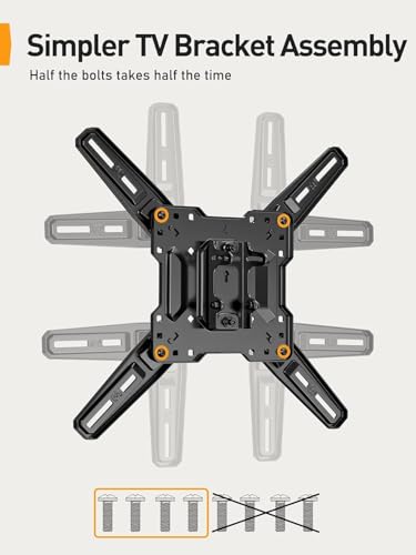 Perlegear Full Motion TV Mount for Most 26–65 inch Flat or Curved TVs up to 82 lbs, Wall Mount TV Bracket with Articulating Arms, Tool-Free Tilt, Swivel, Extension, Max VESA 400x400mm, PGMF3 - size: for 26-65 inch TVs