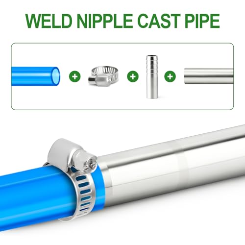 TAISHER 5PCS 304 Stainless Steel Pipe Fittings, 1/2" Barb, 2" Length Weld Nipple Cast Pipe - size: 1/2" Barb(2" Length)