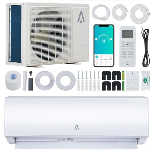 Mini Split Air Conditioners, 9,000 BTU AC Heating System, Heat Pump Ductless Mini Split AC Unit for Bedroom, Quiet Room Air Conditioner with Efficient Cooling Heating for Rooms Up to 450 Sq.ft - color: White, size: SEER2 19, 9000BTU, 115V/60Hz WIFI
