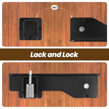 Kryonix 7.5" Flip Gate Latch Lock with 3 Padlock Hole, Heavy Duty Carbon Steel Door Latch for Outdoor Wooden Fence, 180° Adjustable Double Gate Latch for Sliding Swing Open Gate,Barn Door - size: 3PCS-Upgraded