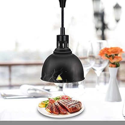 JIAWANSHUN Retractable Heat Lamp for Food with 250W Heating Bulb for Restaurant Hanging Food Warmer Lamp Buffet or Home Use Pizza Warmer - color: Black