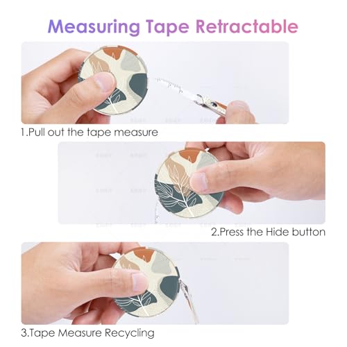 Sewing Tape Measure，Colour Printed Small Retractable Soft Measuring Tape for Tailor Cloth Fabric Body Measurements. - color: Bohemian Leaves