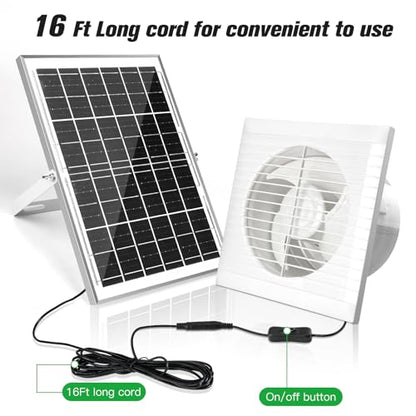 blessny Solar Powered Exhaust Fan, 15W Solar Panel + 6" Ventilation Vent Fan for Outside Greenhouse, Chicken Coop, Shed, Pet House - size: 6" Fan Kit