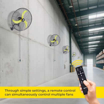 FUGOO 30'' Oscillating Wall Mounted Fan With Remote Control,BLDC Motor, Large air flow range From 3200CFM to 8800CFM, 4-Speed Heavy Duty Industrial Wall Fan for Factory, Commercial, Garage, Warehouse - size: 30-inch +R