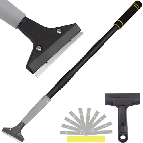 Floor Scraper Long Handle, 31" to 46" Gum Scraper Tool for Floor Cleaning Tile Wall Gum Paint with 4 inch Scraper Blade Long Handle Sturdy and Durable (31“-46”) - size: 31“-46”