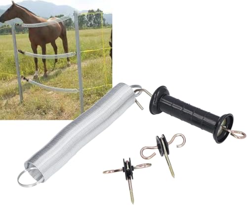 Electric Fence Gate Spring Set,Livestock Electric Fence Spring Gate Handles Kit with Handle Insulated Nail for Electronic Fence Spring Door System