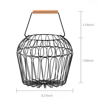 Farmhouse Egg Baskets for Gathering Fresh Egg With Handle, Round Metal Chicken Basket Collecting Fresh Egg Holder for Countertop Kitchen