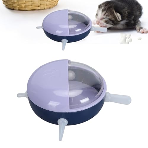 Semme Pet Milk Bowl with 5 Nipples Breathing Device for Kittens Puppies Small Animals Safe Feeder with Lid (Purple) - color: Purple