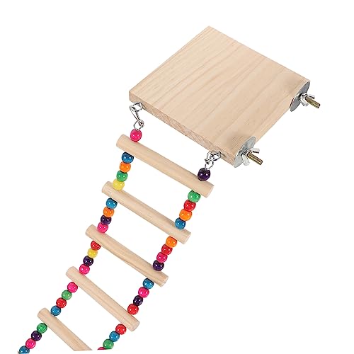 Happyyami Parrot Climbing Ladder Perch Platform Bird Biting Toy for Birds for Parakeets Cockatoos and Macaws Fun and Engaging - size: 43x10cm