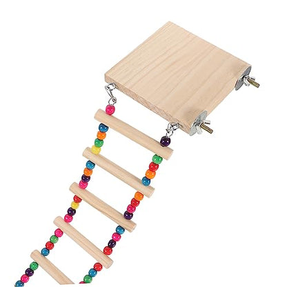 Happyyami Parrot Climbing Ladder Perch Platform Bird Biting Toy for Birds for Parakeets Cockatoos and Macaws Fun and Engaging - size: 43x10cm