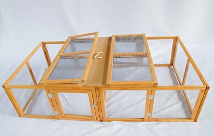 No Assembly Foldable Chicken Coop Wood Small Animal House Portable Outdoor Run with Sunlight Roof and Handle for Rabbit Guinea Pig Duck