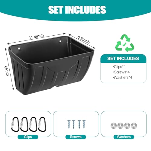 Chicken Feeder Waterer,Hanging Goat Feeders,5 Quart*2 Pack,Feeder Trough for Sheep Duck Poultry Dog, Fence Feeder Trough Livestock Feeding Container, Chicken Coop Accessories,Black - color: 2 Pack Black