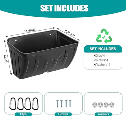 Chicken Feeder Waterer,Hanging Goat Feeders,5 Quart*2 Pack,Feeder Trough for Sheep Duck Poultry Dog, Fence Feeder Trough Livestock Feeding Container, Chicken Coop Accessories,Black - color: 2 Pack Black