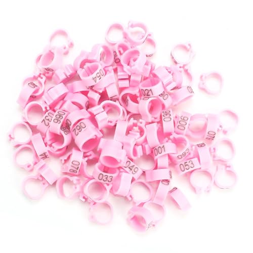 100PCS 8MM 001-100 Numbered Plastic Letter Pigeon Bird Leg Bands Rings, Bird Chicks Parrot Clip Rings Band (Pink) - color: Pink