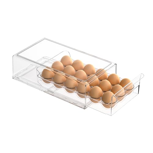 Ettori Egg Container for Refrigerator BPA Free Refrigerator Organizer Bins,Stackable Egg Holder for Refrigerator,18 Egg Tray,Clear - size: 18 Egg Holder
