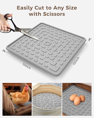 Washable & Reusable Nesting Pads for Chicken Coop - 4Pcs Chicken Nest Mats - Durable 12"x 12" Plastic Nest Box Pads for Egg Laying Hens (Soft, Easy Clean, Premium) - color: Gray-4pcs