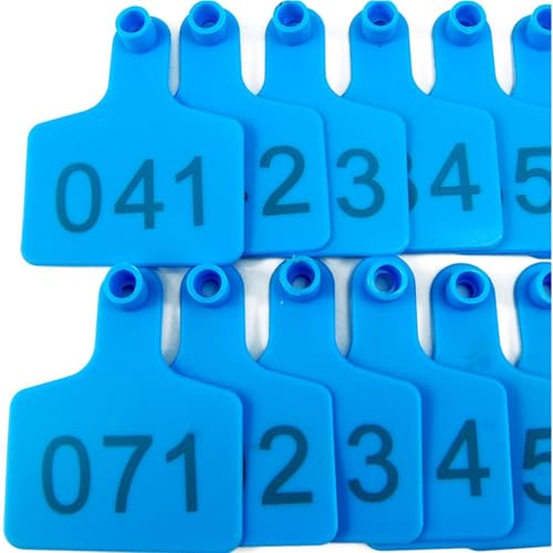 Cattle Ear Tags,001-100/-/901-1000 Numbered Plastic Livestock Ear Tags 2.95" x 2.36" (7.5 cm x 6 cm) Livestock Identification Cards Plastic for Cow Cattle Pig Swine Blue 101-200 - color: Blue, size: 101-200