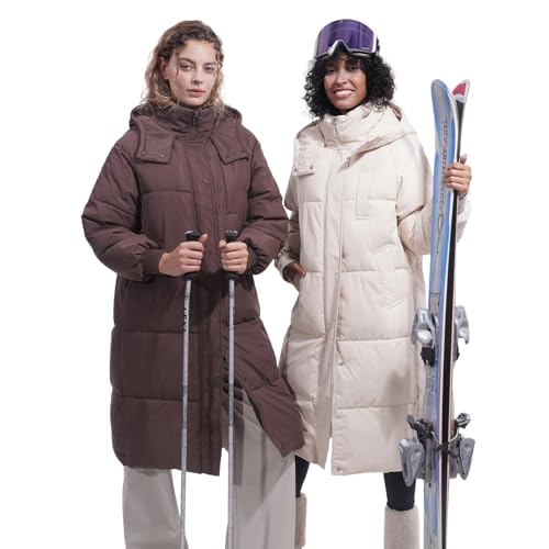PUFFIT Long Puffer Jacket for Women,2024 Thickened Winter Coat Hooded with Deep Pockets, Ladies Warm Winter Jacket - color: Elegant Charcoal, size: Large